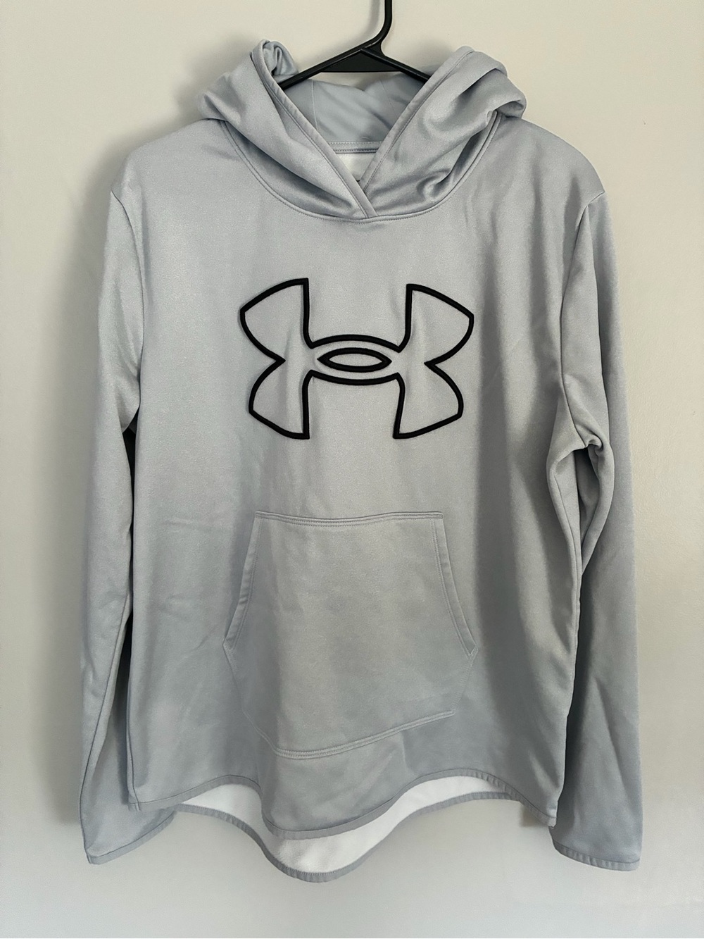 Under Armour Light Gray Pullover Hoodie with Black Logo
